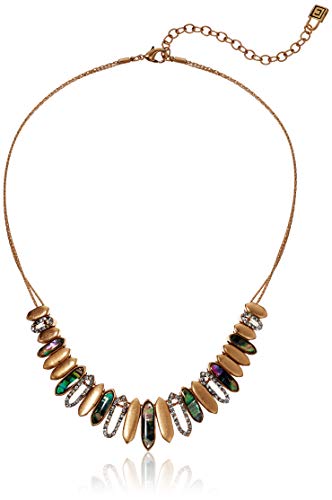 Chaps Women's Gold Tone and Abalone Frontal Necklaces