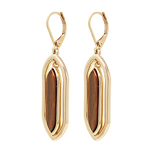 Chaps Women's Gold Tone and Tigers Eye Orbital Drop Earrings, One Size