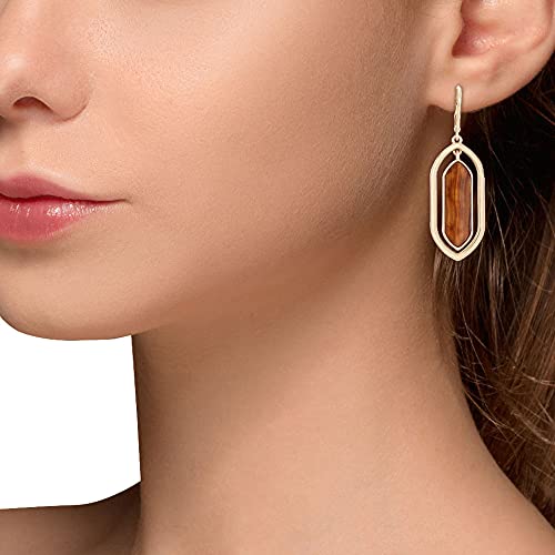 Chaps Women's Gold Tone and Tigers Eye Orbital Drop Earrings, One Size