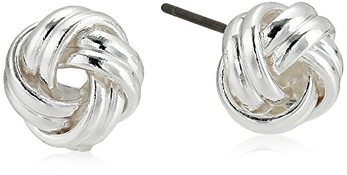 Chaps Women's Silvertone 9.5mm Love Knot Stud Earrings