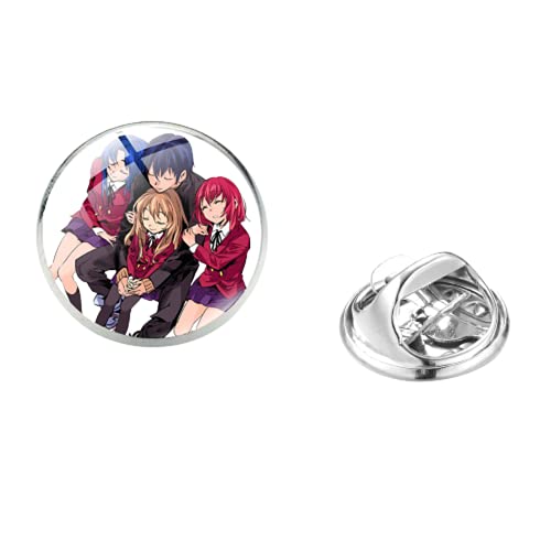 Charm Dragon X Tiger Figura Toradora Aisaka Taiga Broche Pin Anime Cartoon Cabujón Redondo Broche Para Amigo Mujeres Joyería