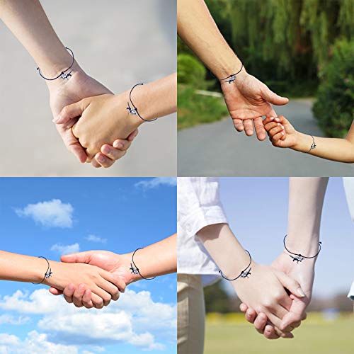 CheersLife 2 Piezas Dinosaurio Pareja Amistad Pulsera Cuerda Cordón Ajustable Amuleto De La Suerte Joyería Trenzada Hecha a Mano Para Mejor Amigo Regalo Para Pareja Madre Hija Regalo De San Valentin