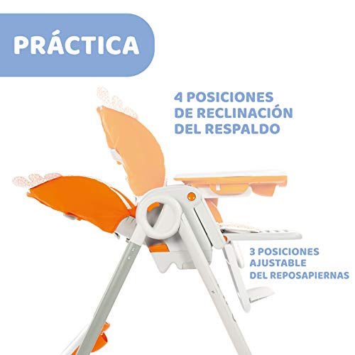 Chicco Polly2Start Trona y Hamaca para Bebés 0 Meses - 3 Años (15 kg), Trona Ajustable, Transformable y Compacta con 4 Ruedas, Respaldo Reclinable - Naranja (Fancy Chicken)