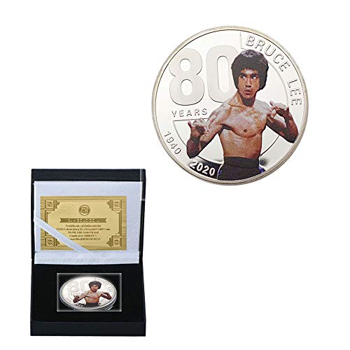 Chino Kongfu Continuar Bruce Sotavento 80 Aniversario Plateado Artes Marciales Taiji Moneda Moneda Conmemorativa Oxido/Plata/Redondo