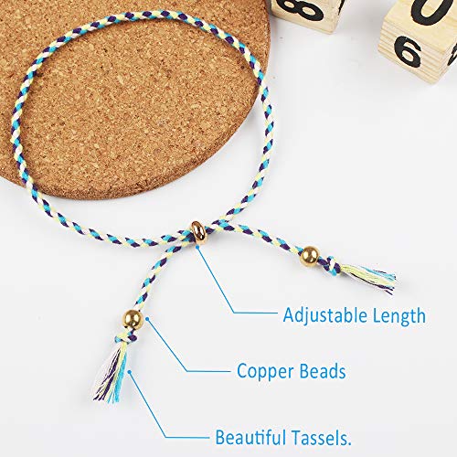 Chudian 9pcs Pulseras Tejidas Trenzadas, Coloridas Pulseras con Cuentas de Cobre, Pulseras Trenzadas Hilo de Amistad para Mujeres y Niñas Amistad Pulsera para Muñeca y Tobillo (Multicolor)