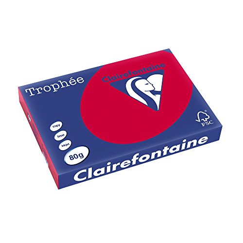 Clairefontaine Trophée - Resma de papel, 80 gr/m², 500 hojas, A3 (42 x 29.7 cm), color rojo grosella