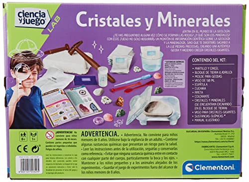 Clementoni - Cristales y Minerales - juego científico a partir de 8 años, juguete en español (55349)