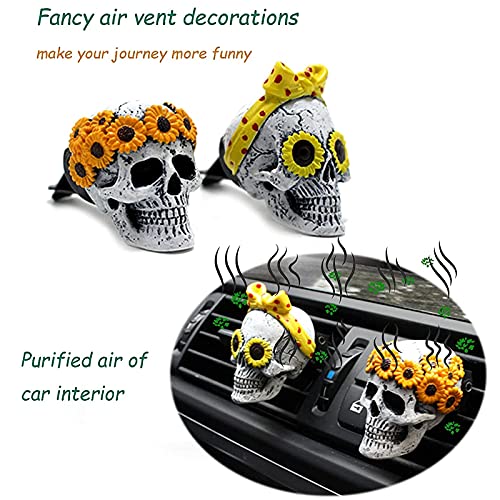 Clip Ambientador de Aire de Ventilación de Coche de Calavera Esquelética, Clip Difusor de Aromaterapia para Coche para Accesorios de Ventilación de Voche Clip de Decoraciones de Halloween