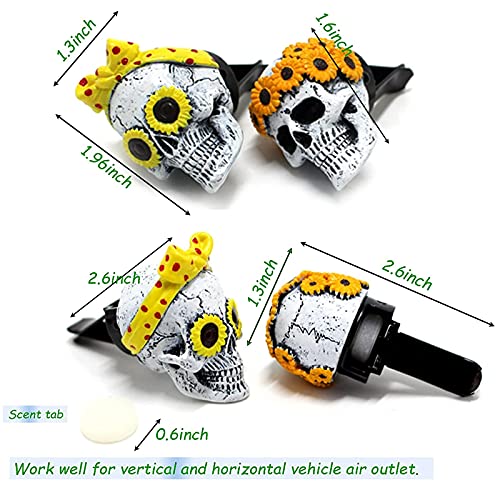 Clip Ambientador de Aire de Ventilación de Coche de Calavera Esquelética, Clip Difusor de Aromaterapia para Coche para Accesorios de Ventilación de Voche Clip de Decoraciones de Halloween