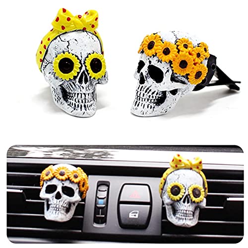 Clip Ambientador de Aire de Ventilación de Coche de Calavera Esquelética, Clip Difusor de Aromaterapia para Coche para Accesorios de Ventilación de Voche Clip de Decoraciones de Halloween