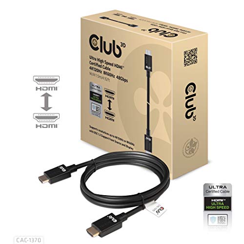 Club 3D Ultra High Speed CAC-1370 - Cable HDMI (4K120Hz, 8K60Hz, 48 Gbps, 1,5 m)