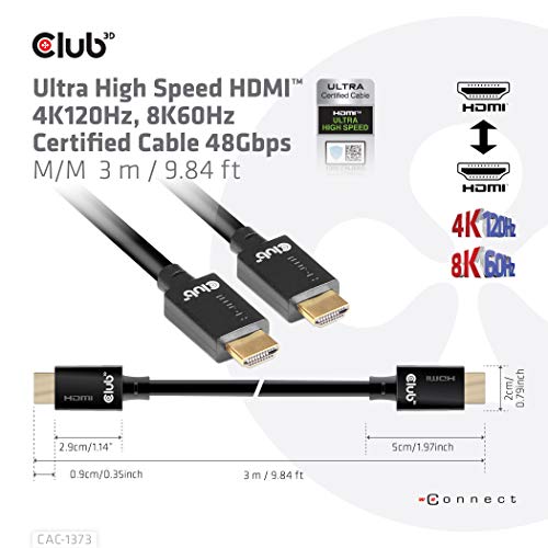 CLUB3D HDMI-KABEL A -> A 2.1 ULTRA HIGH SPEED 10K HDR 3M RETAIL