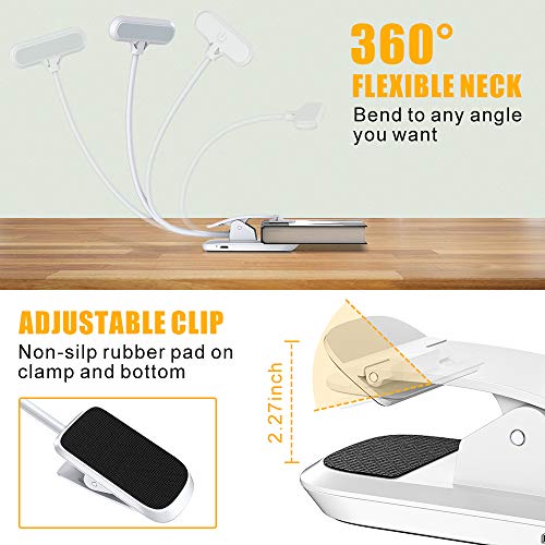 Cocoda Luz Lectura, 9 LED con 3 Modos de Lampara, 15H de Duración Recargable 360° Flexible Lampara de Lectura Pinza con Sensor Táctil, para Lectores Noche, Libro, PC y Tablet [Clase Energética A+++]