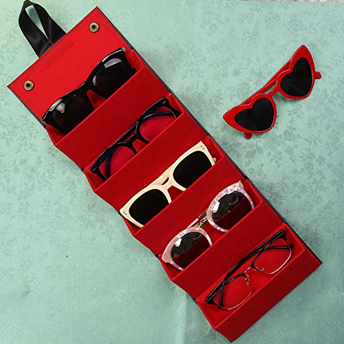 Cokritsm Gafas De Sol PortáTiles Estuche Organizador De Viaje Con 5 Ranuras Gafas De Viaje Almacenamiento Gafas De Sol Estuche De Almacenamiento Estuche Plegable Para Lentes Para Mujeres Hombres