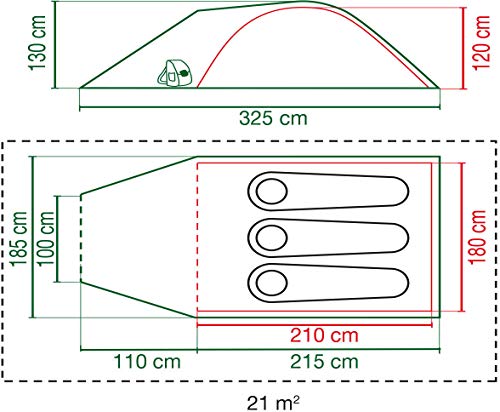 Coleman Blackout para 2 Personas Tienda de Camp, Unisex, Rojo-Gris, 330x200x130 cm