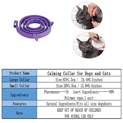 Collar calmante para perros y gatos, collar anti ansiedad con tamaño ajustable, seguro natural, resistente al agua, efecto calmante de larga duración, alivio de ansiedad de gato y perro(Pequeño)