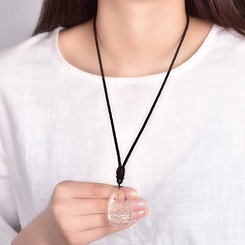 Collar Cristal Buda Collar Piedras Preciosas Transparentes Cuarto Cuarzo Claro Guanyin Charm Colgante Collar Cable Mujeres Hombres Riqueza Buena Suerte Collar Chakra Crystal Cartul Collar