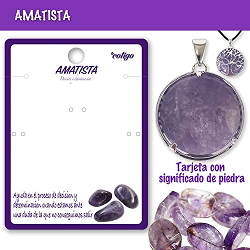 Collar de árbol de la Vida con Colgante Piedra Natural Energeticas - Distintas Piedras Semipreciosas (Amatista)