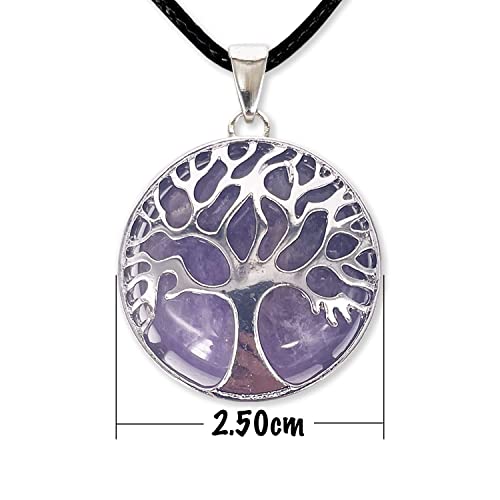 Collar de árbol de la Vida con Colgante Piedra Natural Energeticas - Distintas Piedras Semipreciosas (Amatista)