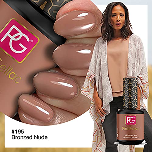 Color de pintauñas permanente Pink Gellac 195 Bronzed Nude. Esmalte de gel, calidad profesional y fácil aplicación en casa. Esmaltes de uñas.