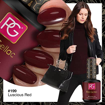 Color de pintauñas permanente Pink Gellac 199 Luscious Red . Esmalte de gel, calidad profesional y fácil aplicación en casa. Esmaltes de uñas.