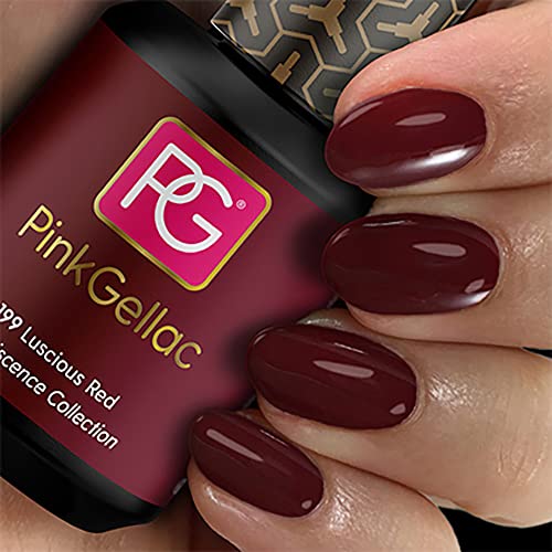 Color de pintauñas permanente Pink Gellac 199 Luscious Red . Esmalte de gel, calidad profesional y fácil aplicación en casa. Esmaltes de uñas.