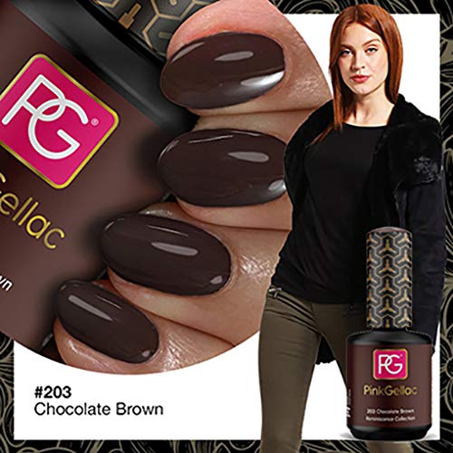 Color de pintauñas permanente Pink Gellac 203 Chocolate Brown. Esmalte de gel, calidad profesional y fácil aplicación en casa. Esmaltes de uñas.