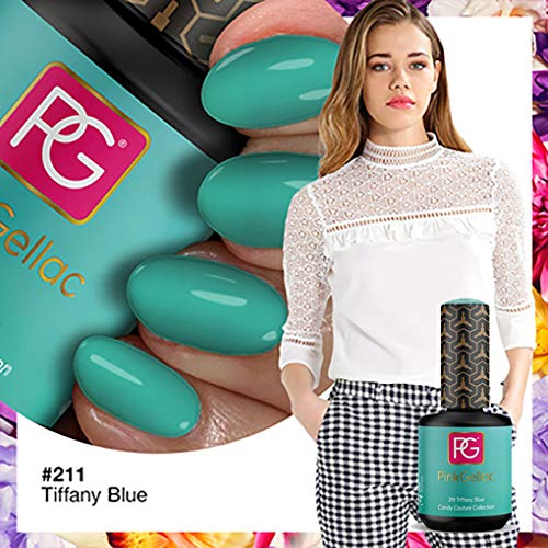 Color de pintauñas permanente Pink Gellac 211 Tiffany Blue. Esmalte de gel, calidad profesional y fácil aplicación en casa. Esmaltes de uñas.