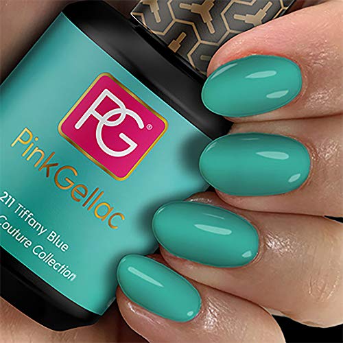 Color de pintauñas permanente Pink Gellac 211 Tiffany Blue. Esmalte de gel, calidad profesional y fácil aplicación en casa. Esmaltes de uñas.