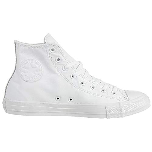 Converse All Star Chuck Taylor Hi Mono White Leather Trainers-UK 10