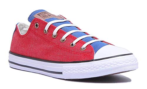 Converse Chuck Taylor CTAS OX Cotton, Zapatillas de Deporte Unisex Adulto, Rojo (Enamel Red/Nightfall Blue 603), 38 EU