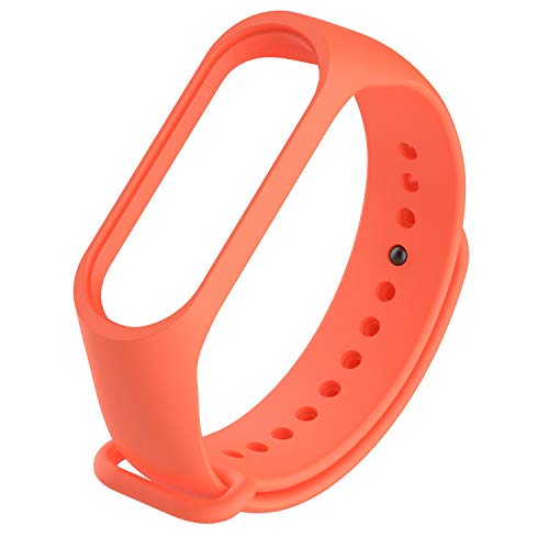 Correas de Relojes, Hanyixue Correa de Silicona Suave de Repuesto para Reloj Deportivo Inteligente Xiaomi Mi Band 3/4 (Orange)