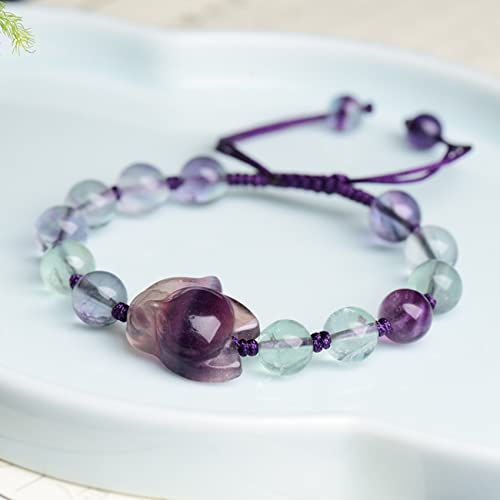 Cosaike Pulsera Fluorita Piedras Preciosas Natural Pulsera Fox 2022 Año Pulsera Tigre Amuleto Pulsera Riqueza Feng Shui Amor Pulsera Mujeres Chakra Crystal Quartz Pulsera,Fluorite