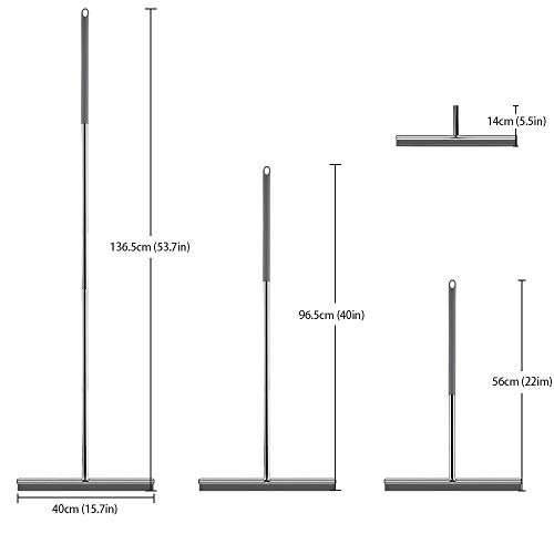 COSANSYS Limpiacristales de acero inoxidable y silicona, con soporte de pared para madera, vidrio, baldosas, inodoro, agua, pelo, polvo