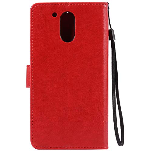 COTDINFOR Funda para Motorola Moto G4 Caso Flip Cierre Magnético Elegante Suave PU Cuero Cover Anti-arañazo Carcasas para Moto G4 Red Wishing Tree with Diamond KT.