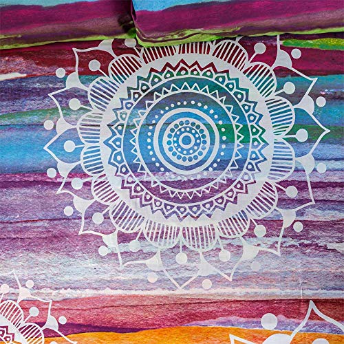 COTTON ARTean Funda Nordica Reversible Mandala Acuarela Cama de 150/160 (240 x 260 cm). 50% ALGODÓN - 50% POLIÉSTER.