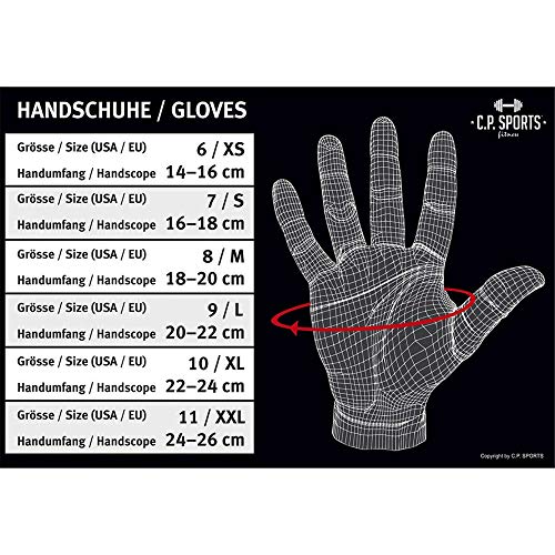 C.P.Sports Guantes de Entrenamiento para Mujer, Color Negro/Plata, Talla S