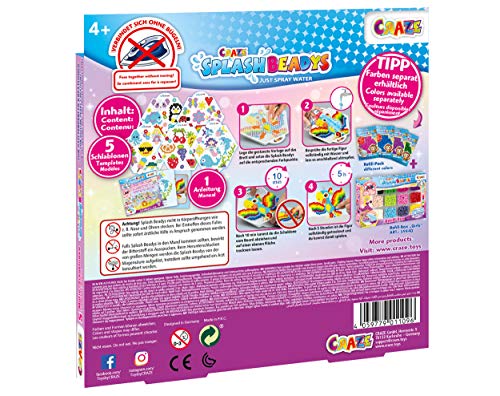 Craze Splash Set 5 Plantillas de Perlas de agua niñas con accesorios, hazlo tu mismo, Plantillas para Cuentas de agua sin plancha, Manualidades niños 11096