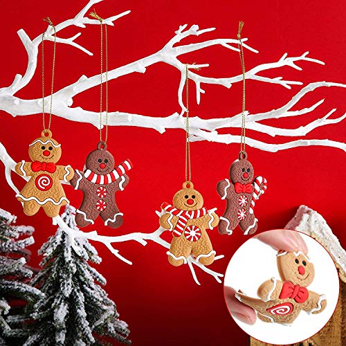 Crazy Bean 12pcs Adornos Arbol Navidad Hombre de Jengibre Adornos Navidad Decoracion, Adornos Navidad Colgantes del Árbol de Navidad Ornamentos