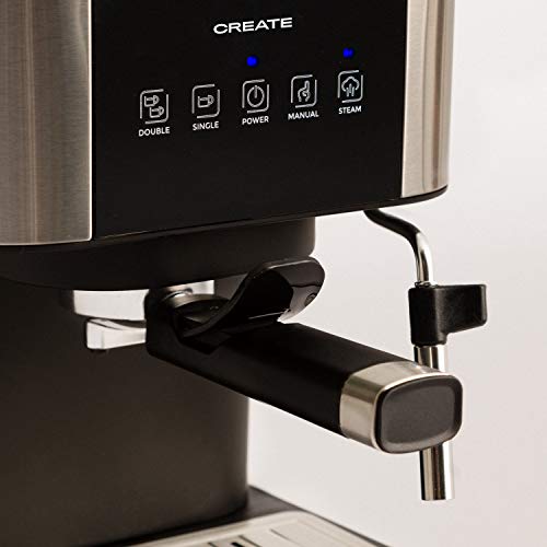 CREATE Cafetera Expresso Automática Thera Stylance Pro - Cafetera Espress para Espresso y Cappuccino, 20 Bares, 1100 W, 1,5 litros, Vaporizador Orientable, Doble Salida, Regulador de Presión