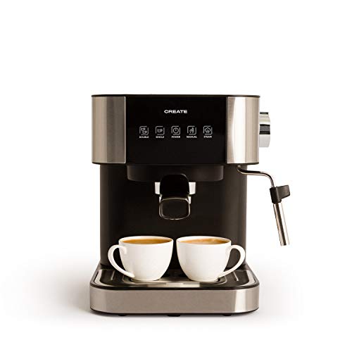 CREATE Cafetera Expresso Automática Thera Stylance Pro - Cafetera Espress para Espresso y Cappuccino, 20 Bares, 1100 W, 1,5 litros, Vaporizador Orientable, Doble Salida, Regulador de Presión