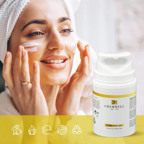 Crema Facial Instantánea Antiedad Efecto Relleno - Crema Antiarrugas Mujer - Eliminación De Manchas Con Ácido Hialurónico Puro 50Ml - Made In Italy