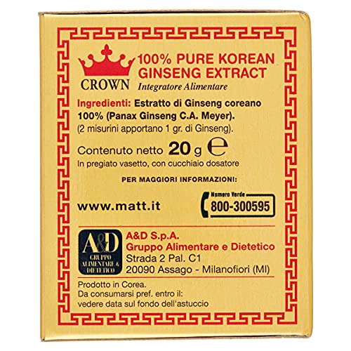 Crown - Ginseng Extracto puro 100 % - Extracto de raíz de ginseng Coreana - 20 g