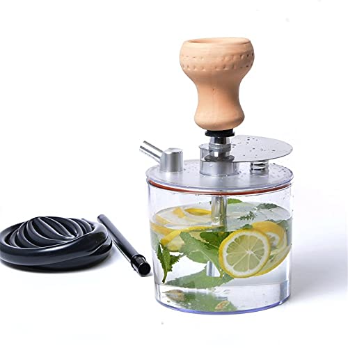 Crtkoiwa Hookah Shisha Set, Shisha de Viaje de acrílico con Tapa extraíble Que Puede Agregar Frutas, Traje de Pipa de Agua con Manguera, Adecuado para Fiestas, Bares y Viajes