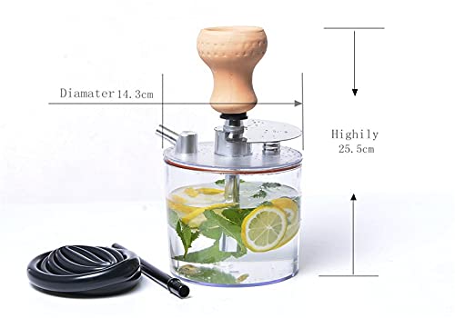 Crtkoiwa Hookah Shisha Set, Shisha de Viaje de acrílico con Tapa extraíble Que Puede Agregar Frutas, Traje de Pipa de Agua con Manguera, Adecuado para Fiestas, Bares y Viajes