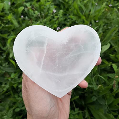 Cuenco selenita corazón natural, limpieza de minerales