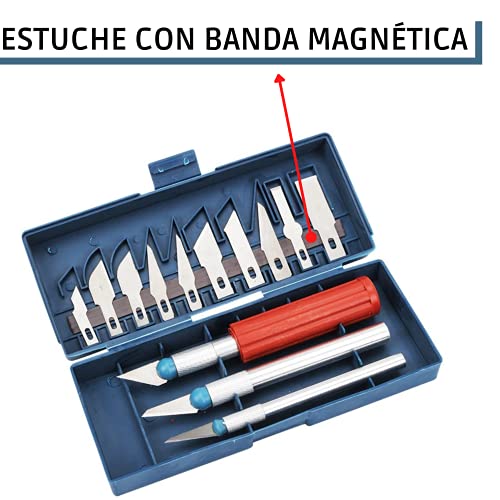 Cúter Profesional De Precisión | Kit De 3 Asas Y 13 Cuchillas De Metal De Repuesto | Caja De Herramientas Para Manualidades, Modelismo Y Vinilos