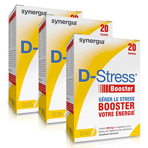 D-Stress Booster | Magnesio altamente asimilado, Taurina, Vitaminas B | Origen Francia | Lote de 3 + 1 tubo de Acerola ofrecido