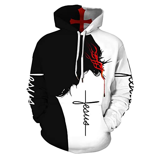 DaDuo Pullover Hombre 3D Personalidad Estampado Hoodie Hombre Calle Tendencia Moda Parejas Sudadera Cómoda Suave Sudadera Capucha Hombre con Cordón WYX-04 XL