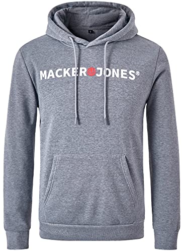 DAFENP Sudaderas Hombres con Capucha Forrado Caliente Sudadera Deportivo Invierno Hoodie Manga Larga Cordón con Bolsillo WY71055M-Grey-S